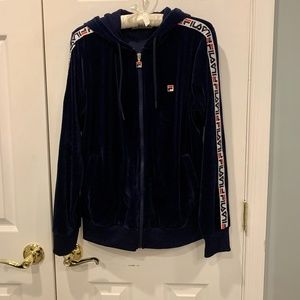 Fila: zip up hooded track sweatshirt: M